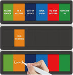 Office Door Signs with 6 Printed Status Options – Do Not Disturb, Out of Office, In a Meeting, Please Knock, Back Soon, Come on in – Includes Custom Personalized Blank Sticker for Privacy Workspace or Studio Available and Away