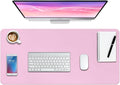 Boutilon Leather Desk Pad Protector,Non-Slip Mouse Pad,Laptop Desk Pad,Office Mouse Mat,Waterproof Leather Desk Blotter,Desk Writing Pad for Office and Home (M-Baby Pink,30"x14")