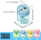 Small Pencil Sharpener for Kids, BOPART 24pcs Colored Pencil Sharpeners Manual Handheld Pencil Sharpener in Bulk for School Classroom Home Office, Dual Holes Sharpener Work on Crayon or Makeup Pencils