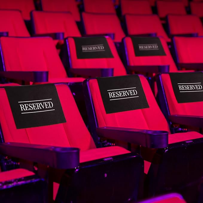 Buryeah 24 Pcs Reserved Seating Signs for Chairs Church Pew Reserved Chair Signs Placeholder with Printed Words for Weddings Parties Celebrations Receptions Church or Event (Black,White)