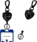LATTHANT ID Badge Holder Retractable, 2 Pack Heavy Duty Badge Reel with 31.5 inch Steel Cable, 360-Degree Rotating Carabiner Clip for Office ID Cards, Work Security Access, Professional Workplace Use