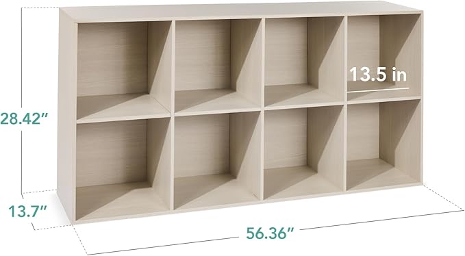 Best Choice Products 8-Cube Storage Organizer, 13.5in Shelf Opening, Bookcase, Display Shelf, Customizable w/ 2 Removable Back Panels – Whitewash