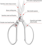 Kitchen Scissors All purpose, Have duty Stainless Steel Cooking Shears for Cutting Meat,Chicken, Poultry, Fish, Herbs, Seafood Scissors with Comfort Grip siver
