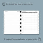 POPRUN Monthly Planner 2026-2027 (Medium 6.5" x 8.5") 18 Months Calendar Book(Jan 2026 - Jun 2027) - 4 Pages per Month with Expense & Notes, Stair-like tabs, Leather Cover, Sunday Start - Brown