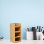NOLITOY Wooden Desk Pencil Holder and Pen Organizer with Lacquer Finish Storage Box for Office Supplies and Art Tools Desktop Organizer