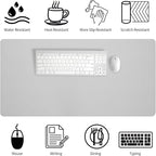 Bloss Large Desk Pad, 47.2" x 24" Desk Mat, Desk Pads on Top of Desks, Computer Mat Non-Slip, Desk Blotter Waterproof, Easy to Clean - Light Grey