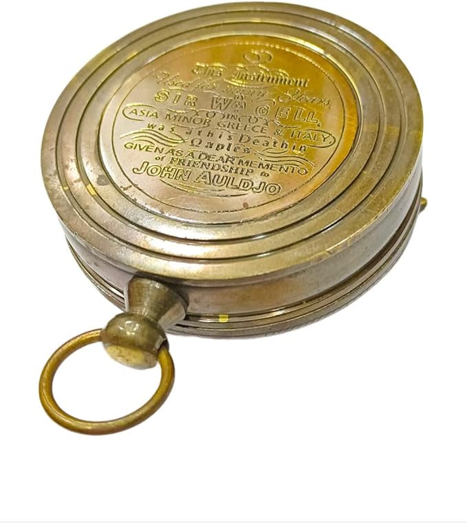 Nautical Marine Binocular Leather Case with Antique Brass Compass