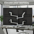 Ergounion Quad Monitor Mount, Holds Screens up to 40 Inches and 25 lbs, Fully Adjustable 4 Monitor Mount with C-Clamp and Grommet Base, Aluminum, Silver