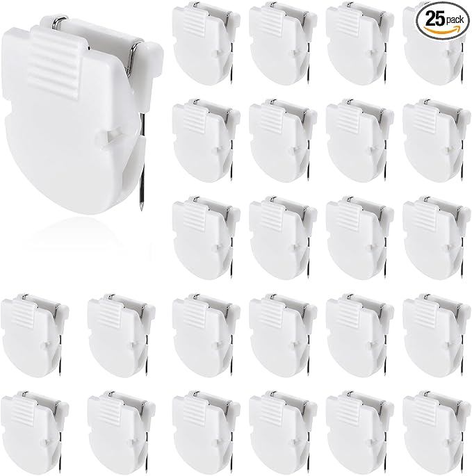 MveLwodx 25 Pcs White Cubicle Clips for Fabric Walls, Cubicle Hooks Cubical Office Accessories for Works, Cork Board Fabric Clips for Hanging Desk Organization Picture Note Memo Office Photos Wall
