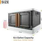 AssHMKIT Storage Bin, Cabinet with Lids, 8.4 Gallon Capacity, With Double Door and Lock, Foldable, Plastic, Underbed or Countertop Use, Home Organizer