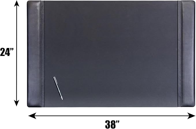 Dacasso Black Leather 38" x 24" Side-Rail Desk Pad