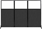 Versare Workstation Partition | Portable Wall Divider | Modern Office Cubicle | Free Standing Privacy Screen | Flexible Work Space | 99" x 70" W/Window, Black Fabric Panels