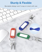 ttstar 20 Pack Hexagon Key Label Tags – Colorful Plastic Key Tags with Rings, Writable Inserts, Ideal Keychain ID Labels for Keys, Bags, USBs, Pets, and Item Identification