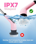 Highyes Electric Spin Scrubber for Cleaning Bathroom: Cordless Power Shower Scrubber - Electric Cleaning Brush for Tile Tub - Pink