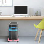 Liitrton Mobile CPU Tower Stand with Ventilation, 4 Locking Casters, Multiple Colors, Fits Most Under Desk Stands for Office Gamers (Pink)