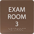 ADA CENTRAL SIGNS - 6" X6" Exam Room 3 Sign - ADA Compliant Tactile Graphics Grade 2 Braille Text Acrylic Wall Signs - Educational Institution Directional Assistance Test Center Door Sign for Schools
