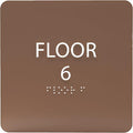 ADA CENTRAL SIGNS - 6" X6" Floor 6 Sign - ADA Compliant Tactile Graphics Grade 2 Braille Text Acrylic Wall Signs - Directional Assistance, Floor Number Safety Sign for Office, school Hospital, Apartment