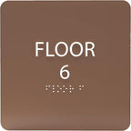 ADA CENTRAL SIGNS - 6" X6" Floor 6 Sign - ADA Compliant Tactile Graphics Grade 2 Braille Text Acrylic Wall Signs - Directional Assistance, Floor Number Safety Sign for Office, school Hospital, Apartment