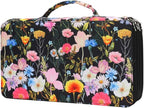 Large Capacity Black Flower Pencil Holder with Zipper Closure Twill Fabric Pencil Case for 300 Colored Pencils or 200 Gel Pens