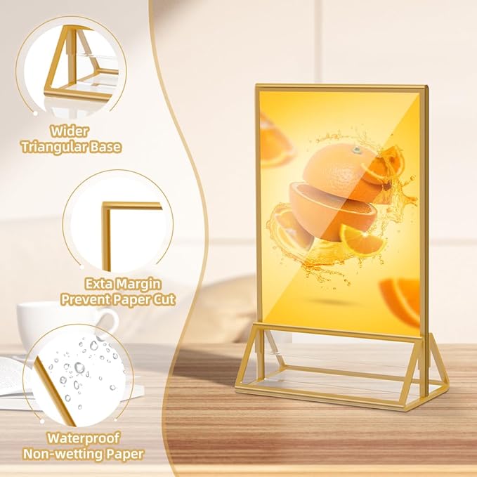 PPH-Sisy Acrylic Sign Holder 4 x 6 Double Sided Acrylic Frames Display Stand Clear Table Flyer Holder，Plastic Paper Holder for Home Office Shop