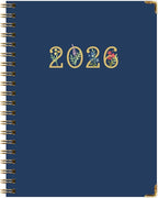 HARDCOVER 2026 Planner, 7"x9": 14 Months (November 2025 - December 2026), Daily Weekly Monthly Planner, Yearly Agenda, Bookmark, Pocket Folder and Sticky Note Set (Navy Gold Numbers)