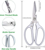 Kitchen Scissors All purpose, Have duty Stainless Steel Cooking Shears for Cutting Meat,Chicken, Poultry, Fish, Herbs, Seafood Scissors with Comfort Grip siver