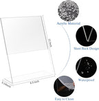 WAEFNO 18 Pack Acrylic Sign Display Stand 8.5 X 11, L Shape Clear Plastic Sign Frame, Picture Photo Frame, Flyer Document Paper Holder for Office Desktop