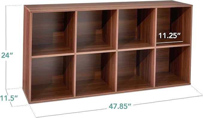 Best Choice Products 8-Cube Storage Organizer, 11in Shelf Opening, Bookcase, Display Shelf, Customizable w/ 3 Removable Back Panels – Walnut
