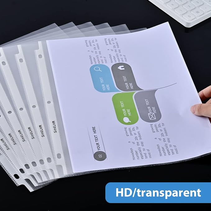 Sheet Protectors 500 Page,Page Protector 8.5" x 11" ，Upgraded Clear Plastic Page Protectors,for 3 Ring Binder, Top Loading Paper Protector with Reinforced Holes,Holds Multiple Sheets，Letter Size