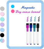 VUSIGN Small White Board Dry Erase, 8.5'' x 11'' Magnetic Dry Erase Board, Mini Whiteboard with Markers for Students, Fridge, Wall, Locker, Blue