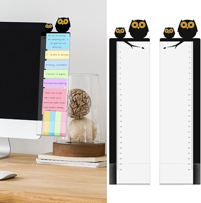 2pcs Office Desk Accessories Monitor Memo Board Computer Message Board Office Supplies for Women Men Computer Sticky Note Holder Home Desktop Message Office Decor (Owls Monitor Memo Board)