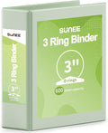 SUNEE 3 Ring Binder 3 Inch 1 Pack, Clear View Binder Three Ring PVC-Free (Fit 8.5x11 Inches) for School or Office Supplies, Sage Green
