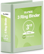 SUNEE 3 Ring Binder 3 Inch 1 Pack, Clear View Binder Three Ring PVC-Free (Fit 8.5x11 Inches) for School or Office Supplies, Sage Green