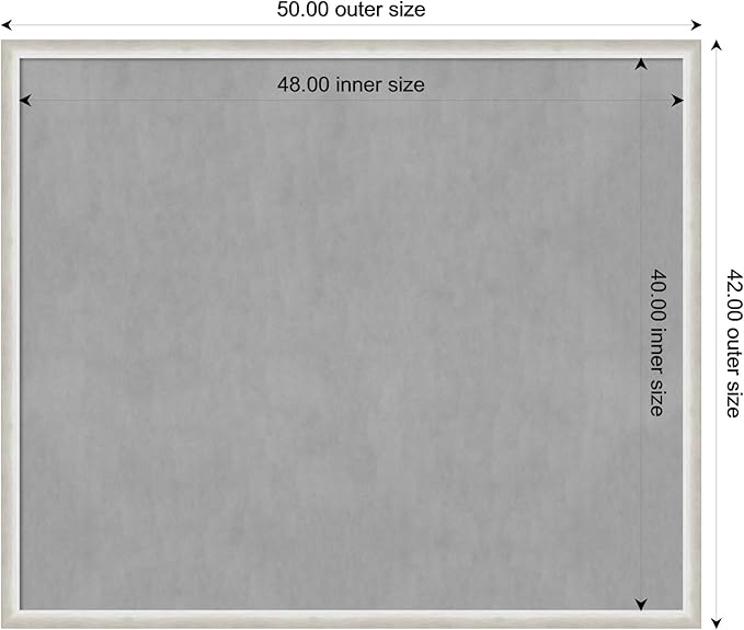 Amanti Art Silver Framed Magnetic Board 42x50 Oversize Vision Board for use with Magnets, 100% Metal Sheet to Display Items as Office Decor or for Home Organization in mudroom, Kitchen or Kids Room