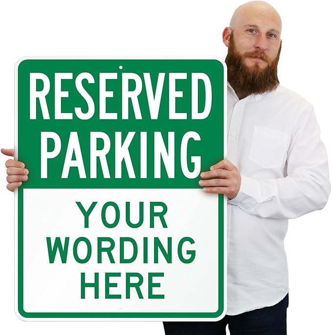 SmartSign 30 x 24 inch Custom “Reserved Parking” Metal Sign - Add Text, 80 mil Laminated Rustproof Aluminum, Green and White, Made in USA