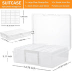 ALINK Photo Storage Box with Handle, 4" x 6" Photo Case Craft Keeper Organizer Container with 16 Inner Case and Label for Pictures, Arts, Crafts, Sewing, Stickers, Office Supplies - Clear