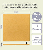 DECORITA Felt Wall Tiles | Large Cork Board Alternative | Aesthetic Felt Bulletin Board for Office, Home & Classroom | Large Cork Boards for Walls Pinboard (12-Pack) | Mustard