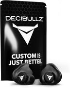 Decibullz 25-Decibel Noise-Reduction Earplugs for Hearing Protection, Custom-Molded Reusable Earplugs for Noise Sensitivity & Flights, Black