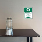 Portrait Round Plus Recycle Used Batteries Here Door or Wall Sign | Health & Safety Signage - Large