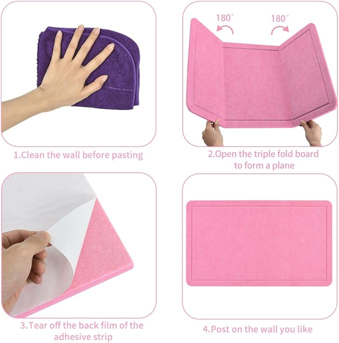 Vuzvuv Pink 28"x16" Large Cork Board with 50 Push Pins & Sticky Notes, Self-Adhesive Bulletin Board for Wall, Felt Pin Vision Board for Paste Notes,Schedules Offices Home