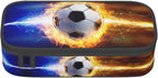SNAPMADE Boys Pencil Case with Soccer Ball Printed, Cool Portable Pen Bag Pouch with Zipper for Teens Stationery Supplies, Sports Style Pencil Box Cosmetic Bag for Sports Women and Girls