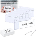 ChanQnTon Plastic Shelf Labels,3.94 * 1.57inch 60pcs Label Holders with 120pcs Snap Lock Hanging Loops and 60pcs Matched Paper Inserts for Wire Basket,Price Tags,Shelf Tags for Wire Shelving