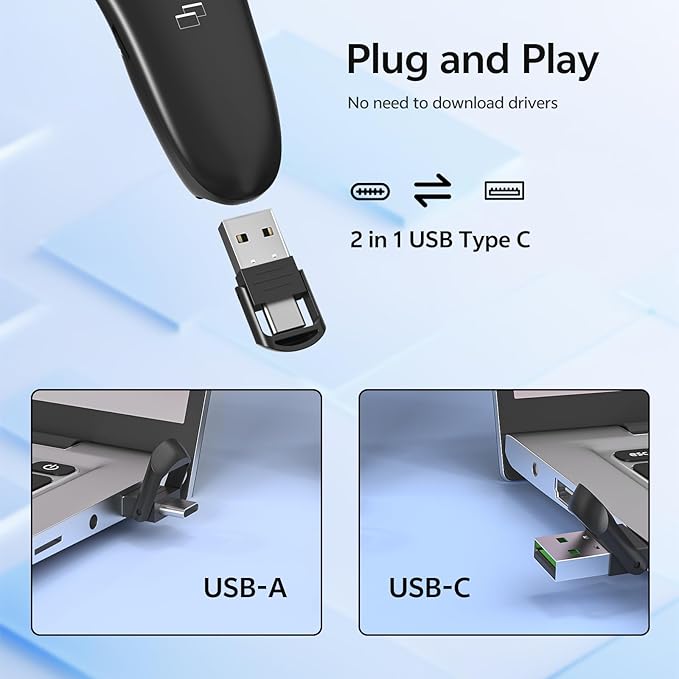 [4 Units] Presentation Clicker with 4 Cases: PowerPoint Wireless Presenter Remote USB Type C Rechargeable Red Laser Pointer Clickers Computer Project Mac PPT Slideshow Google Slide Advancer