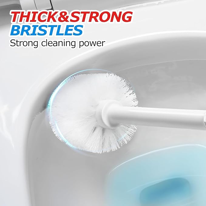 FORASTO 3Pack 2 in 1 Toilet Brush and Plunger Set, Extended Handle Plunger,Toilet Bowl Brush Plunger Set,Bathroom Cleaning Tools,Toilet Brush Plunger Combo,Cleaning Brush,Cleaning Supplies, White