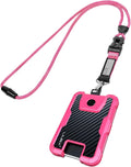 LIUGX Carbon Fiber Badge Holder with Heavy Duty Breakaway Lanyard, Durable ID Card Holder (Holds 6 Cards) with Quick Release Detachable Buckle, Metal Clip, American Flag