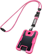 LIUGX Carbon Fiber Badge Holder with Heavy Duty Breakaway Lanyard, Durable ID Card Holder (Holds 6 Cards) with Quick Release Detachable Buckle, Metal Clip, American Flag