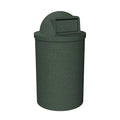 Campus Collection 55 Gallon Round Heavy-Duty Plastic Commercial Outdoor or Indor Trash Can with Push Open Dome Lid and Internal Liner | Great for Schools and Businesses - Green Granite