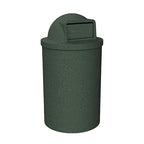 Campus Collection 55 Gallon Round Heavy-Duty Plastic Commercial Outdoor or Indor Trash Can with Push Open Dome Lid and Internal Liner | Great for Schools and Businesses - Green Granite