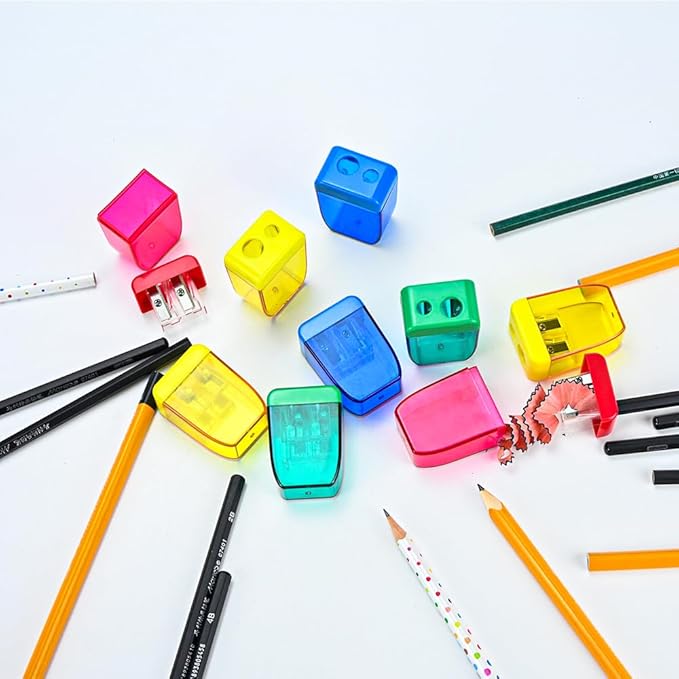 AUSTARK 24Pcs Pencil Sharpener Manual, Small Dual Hole Pencil Sharpeners Bulk for School Office Home, Back to School Supplies