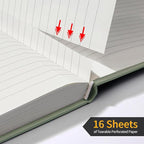 Annecy Lined Journal Notebook, Hardcover Leather Journal for Women & Men, 160 Numbered Pages, Medium 5.5" x 8.25", 100 GSM Thick Paper, Grey Green